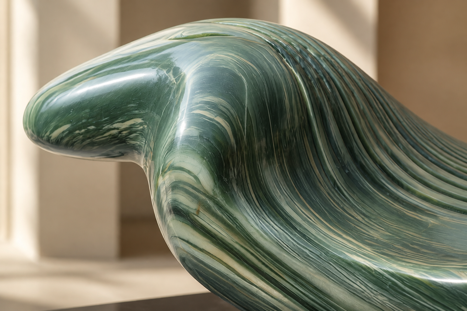 Suhail — Green marble on black marble sculpture by 1-OPH