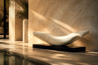Markab — Marble on Nero Marquina marble sculpture by 1-OPH