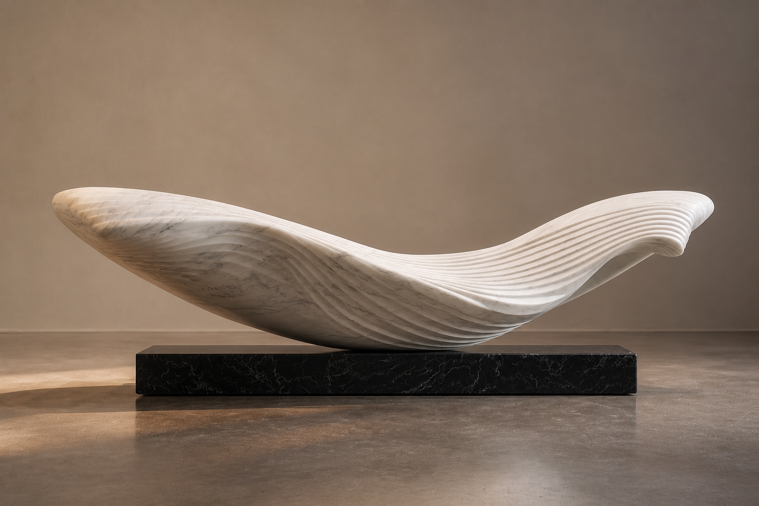 Markab — Marble on Nero Marquina marble sculpture by 1-OPH