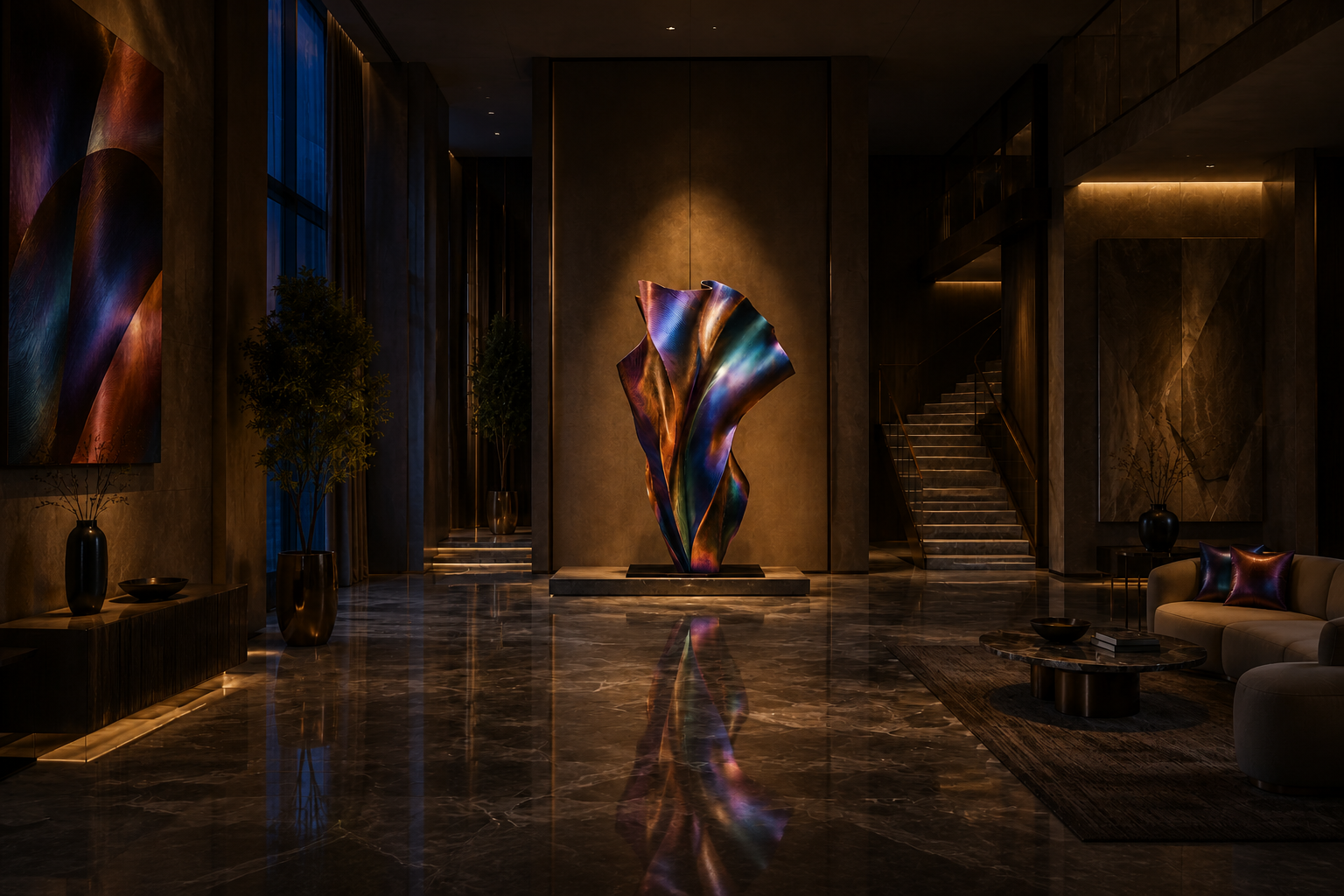 Enif — Titanium-finished steel sculpture by 1-OPH