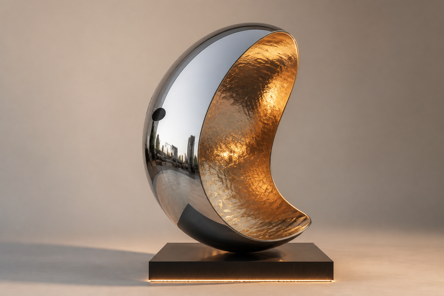 Semina — Stainless steel egg sculpture by 1-OPH