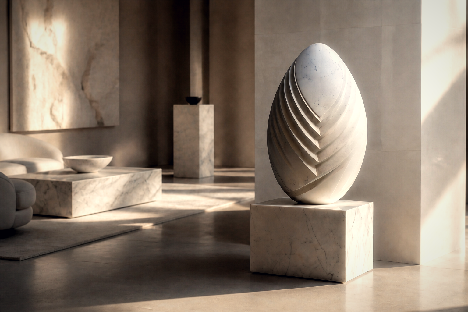 Nascera — Marble egg sculpture by 1-OPH