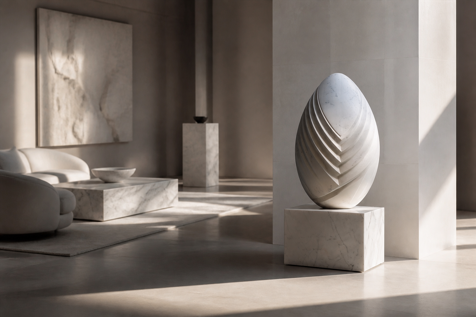 Nascera — Marble egg sculpture by 1-OPH