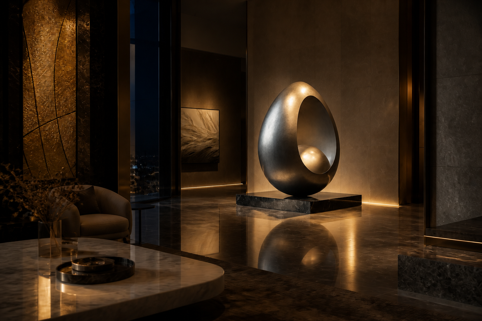 Genara — Bronze egg sculpture by 1-OPH