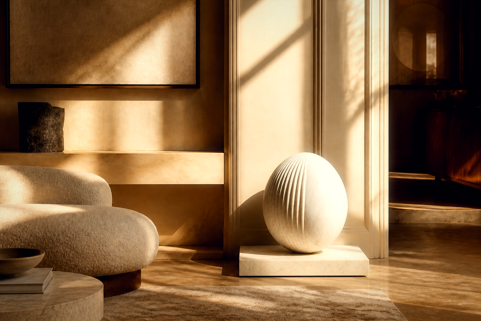 Albora — Marble egg sculpture by 1-OPH