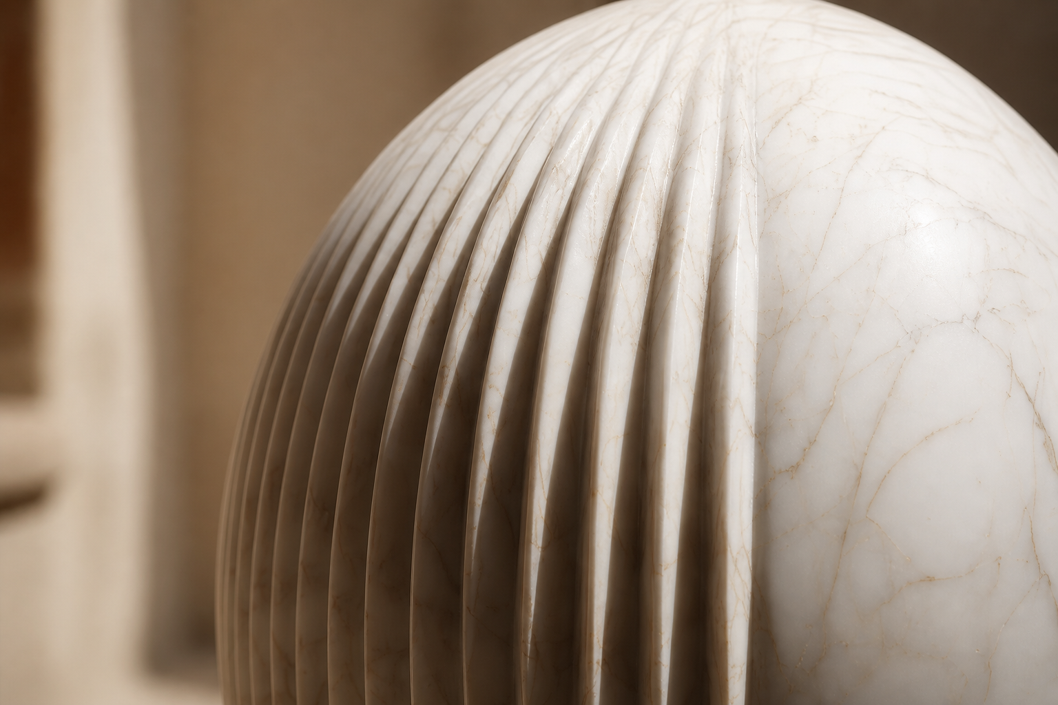 Albora — Marble egg sculpture by 1-OPH