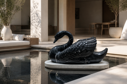 Campo — Nero Marquina marble on white marble sculpture by 1-OPH