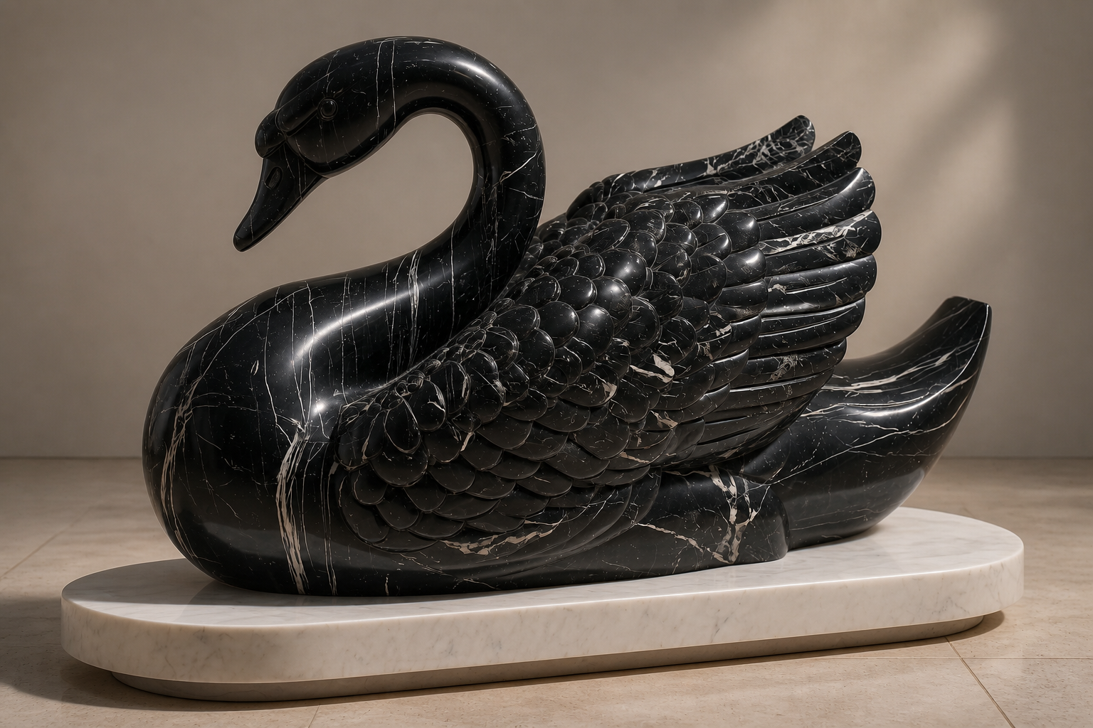 Campo — Nero Marquina marble on white marble sculpture by 1-OPH