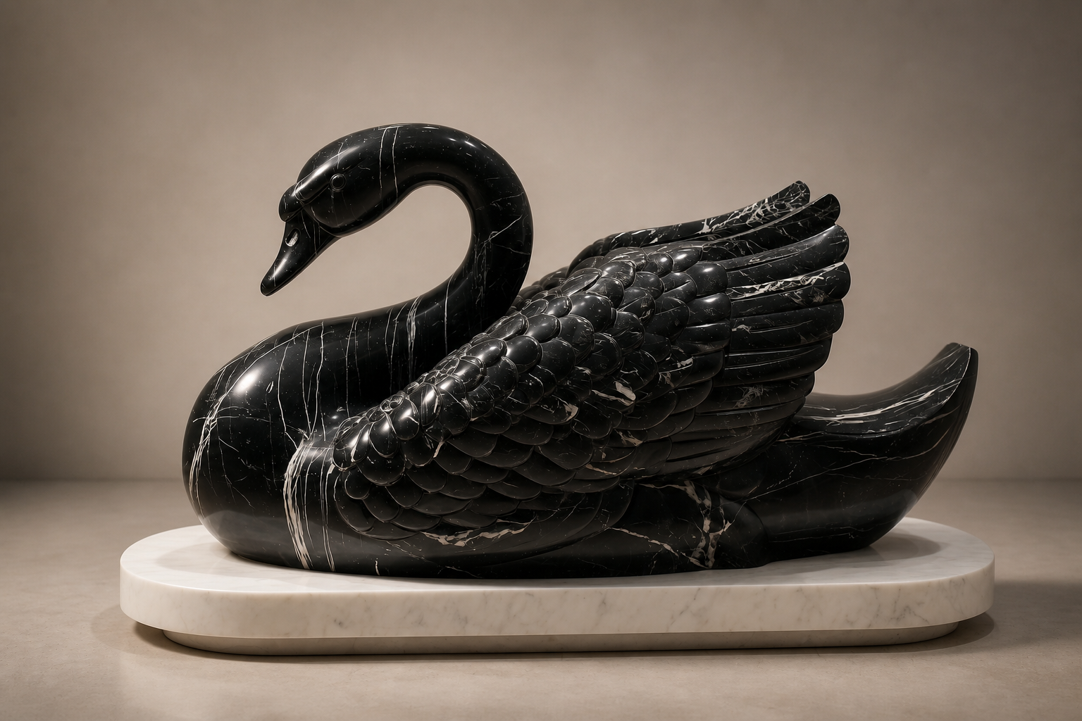 Campo — Nero Marquina marble on white marble sculpture by 1-OPH