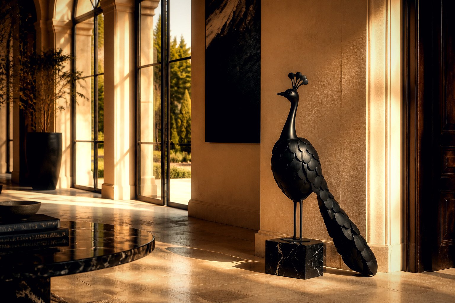 Duna — Bronze on Nero Marquina marble sculpture by 1-OPH