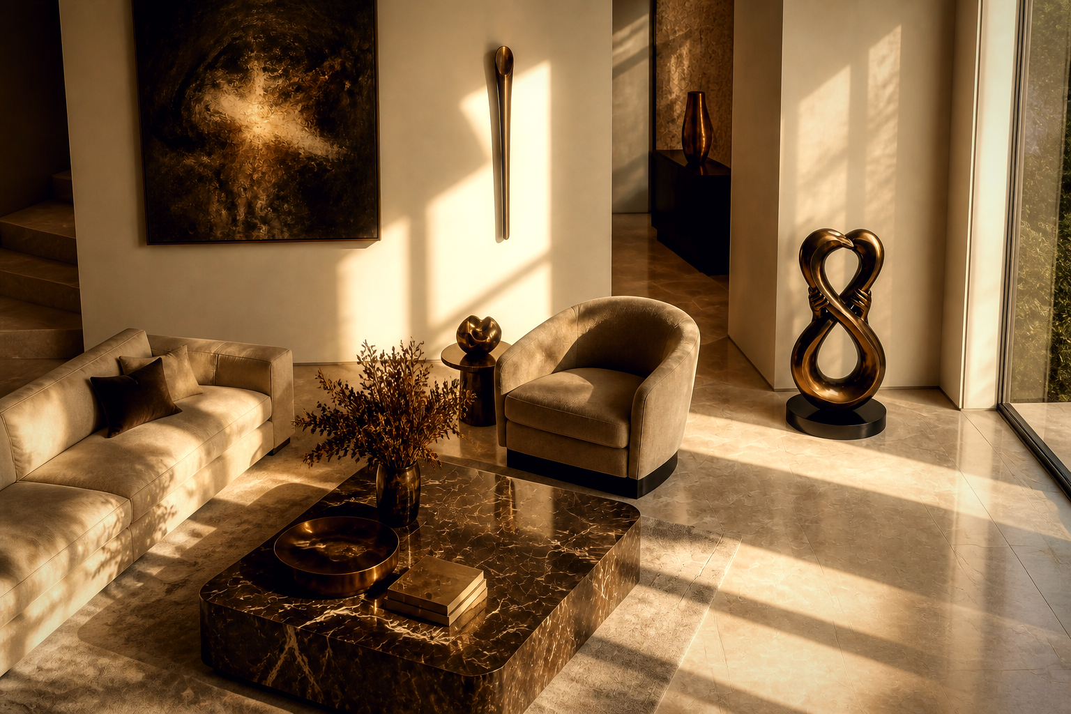 Sadal — Bronze on black stone sculpture by 1-OPH