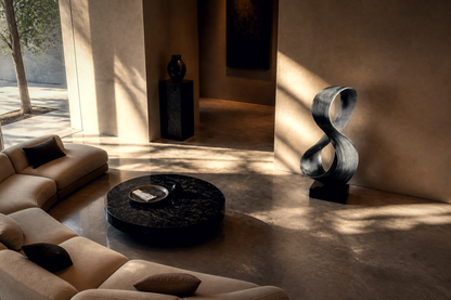 Skat — Stainless steel on Nero Marquina marble sculpture by 1-OPH
