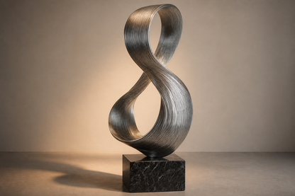 Skat — Stainless steel on Nero Marquina marble sculpture by 1-OPH