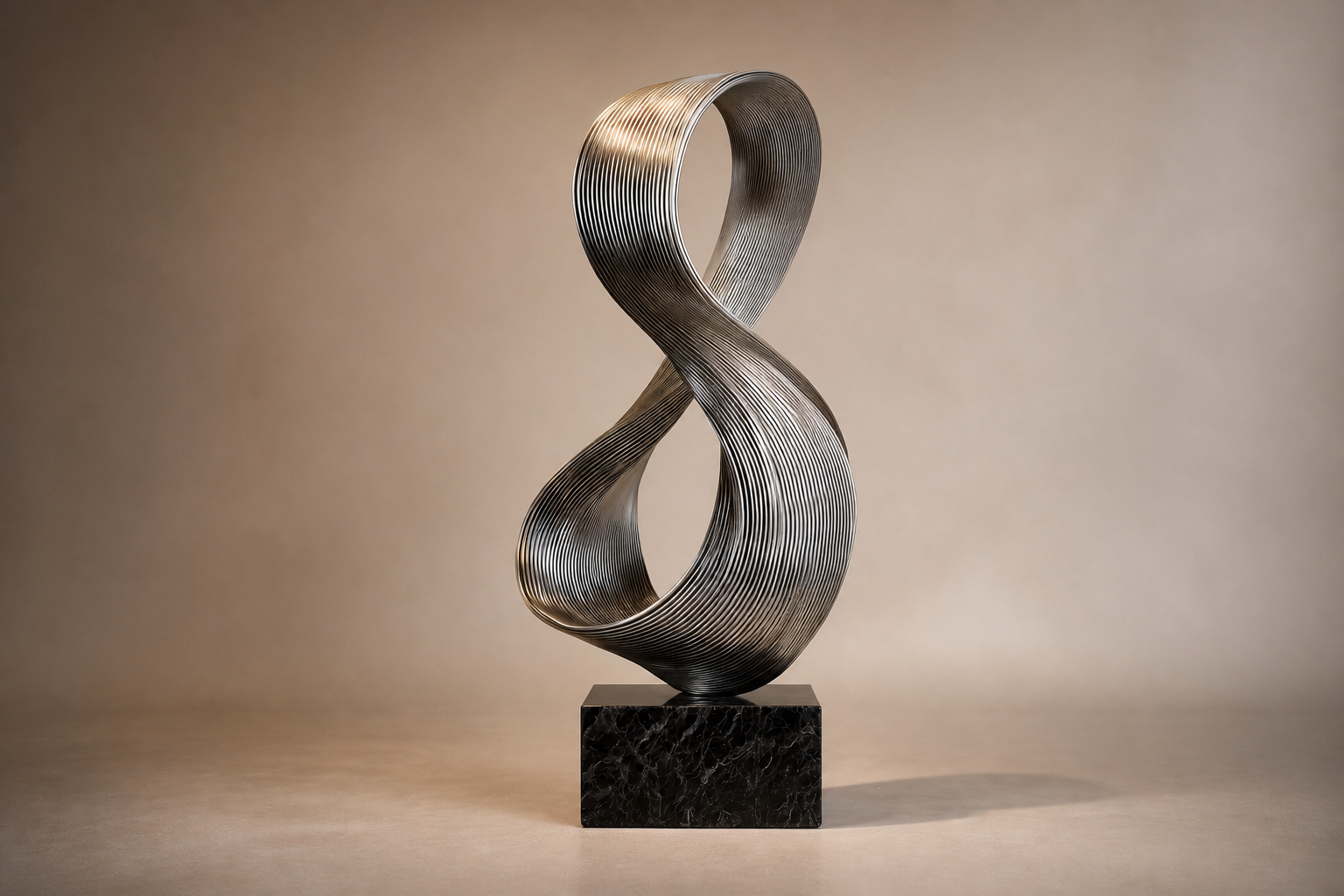 Skat — Stainless steel on Nero Marquina marble sculpture by 1-OPH