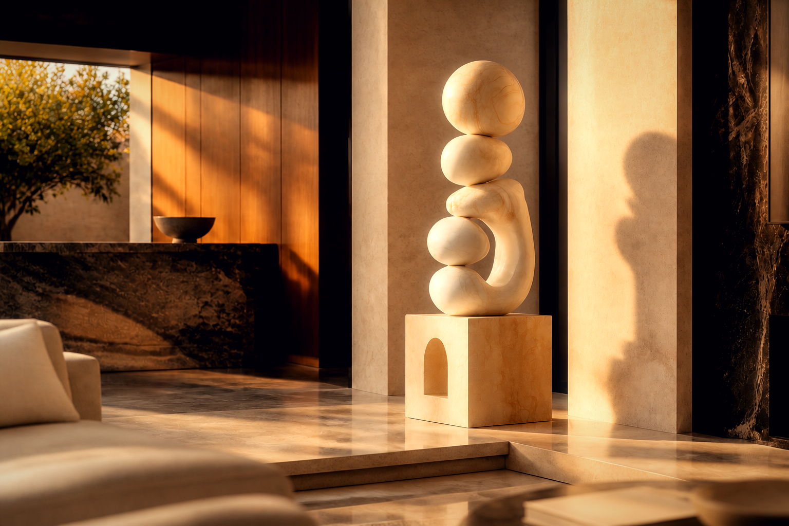 Flessa — white marble sculpture by 1-OPH
