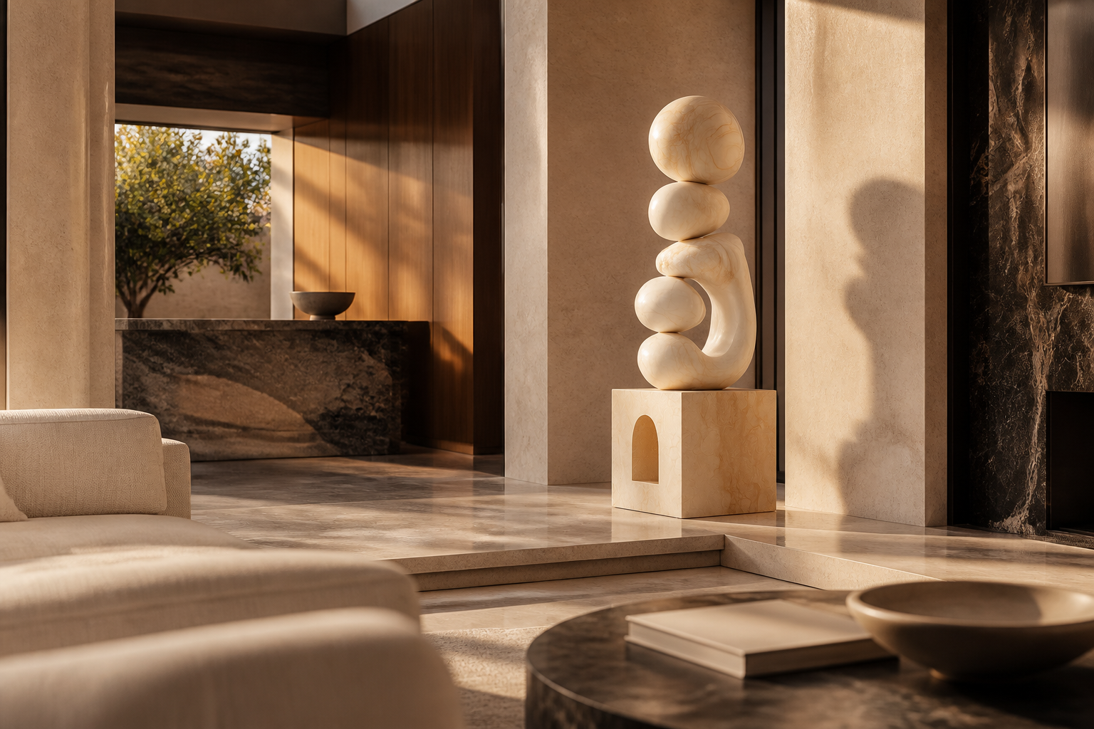 Flessa — white marble sculpture by 1-OPH