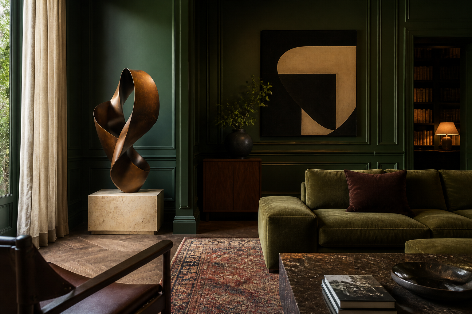 Mizar — Bronze on travertine sculpture by 1-OPH