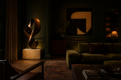 Mizar — Bronze on travertine sculpture by 1-OPH
