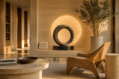 Arenal — Bronze on Nero Marquina marble sculpture by 1-OPH