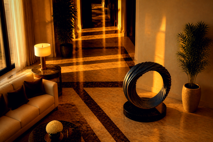 Arenal — Bronze on Nero Marquina marble sculpture by 1-OPH