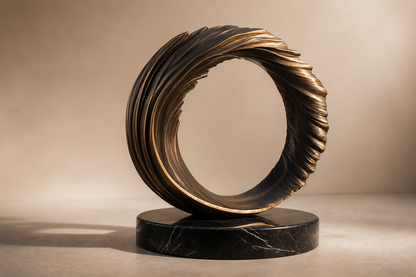 Arenal — Bronze on Nero Marquina marble sculpture by 1-OPH