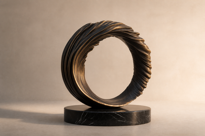 Arenal — Bronze on Nero Marquina marble sculpture by 1-OPH
