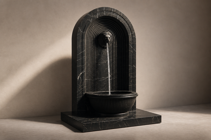 Tsuyu — nero marquina marble wall fountain by 1-OPH