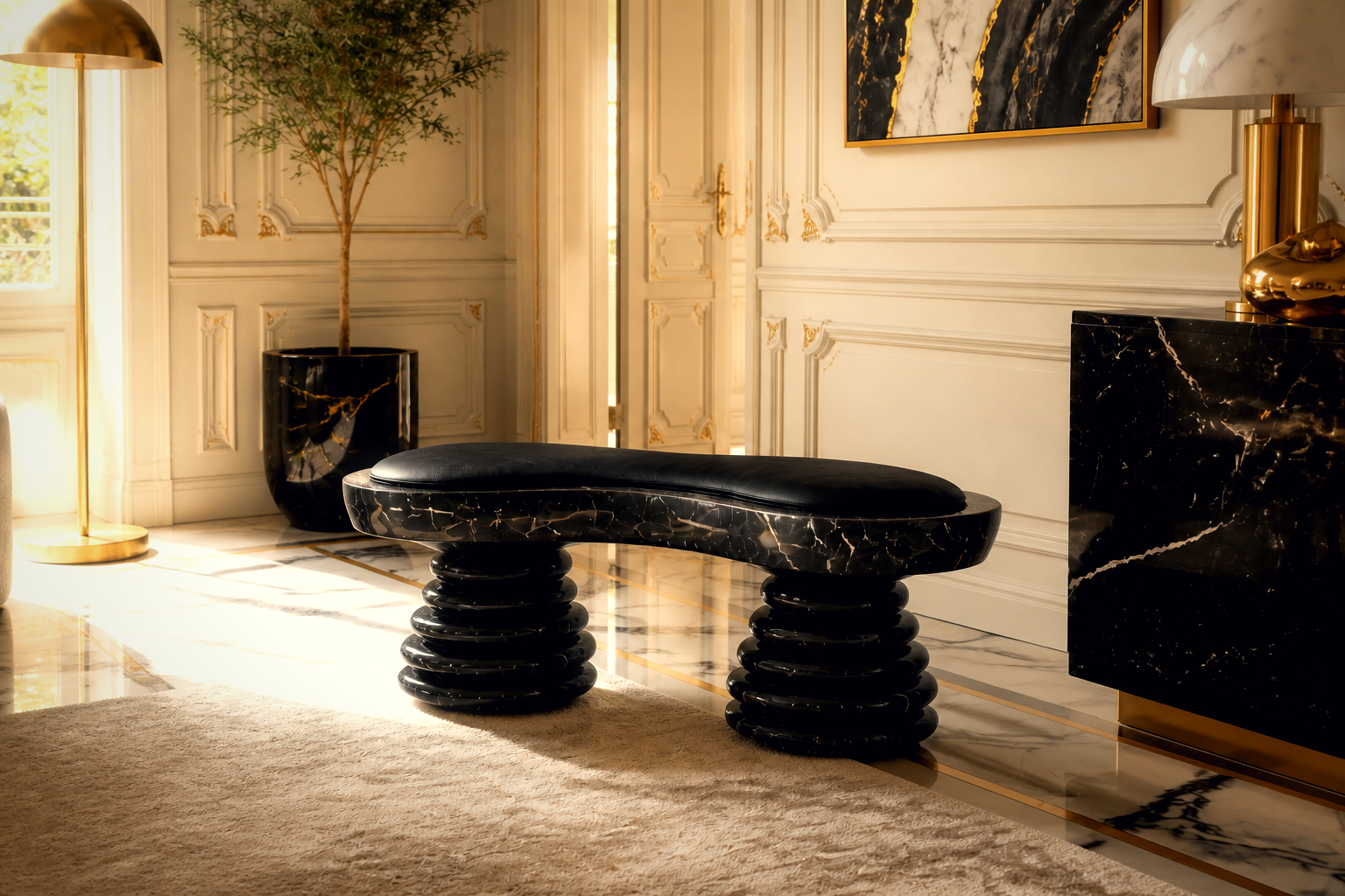 Placida — stone sculptural bench by 1-OPH