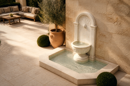 Raheeq — white marble wall fountain by 1-OPH