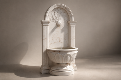 Raheeq — white marble wall fountain by 1-OPH