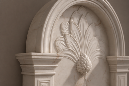Raheeq — white marble wall fountain by 1-OPH