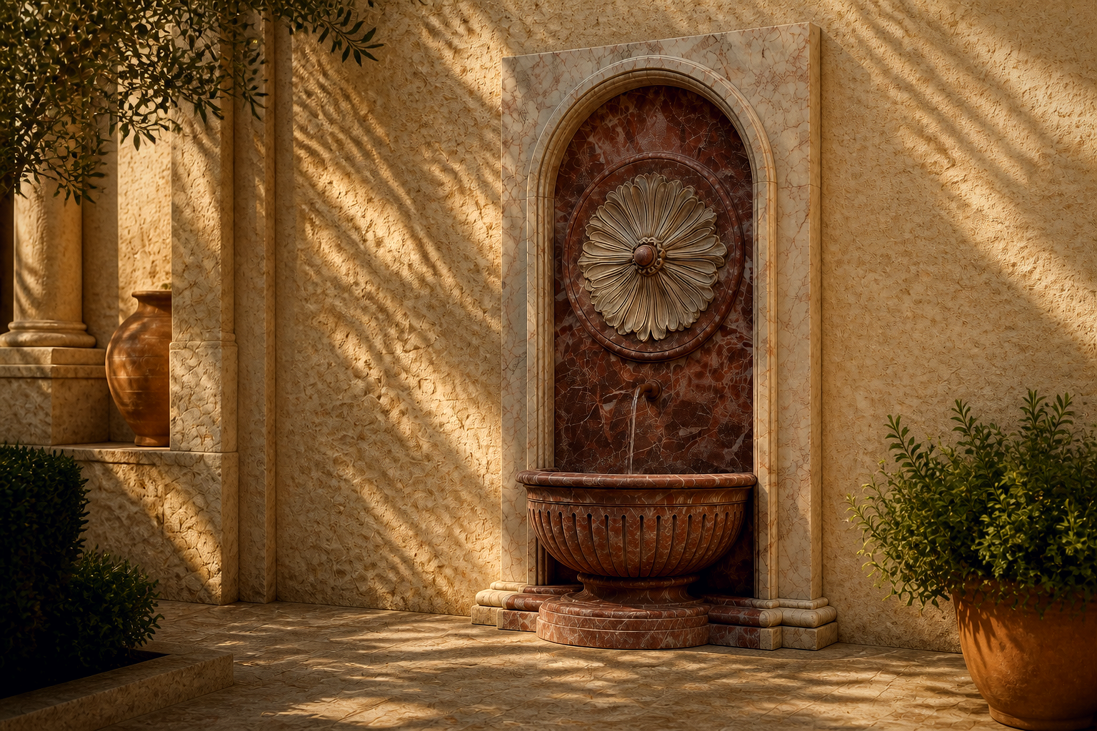 Rocio — rose marble wall fountain by 1-OPH