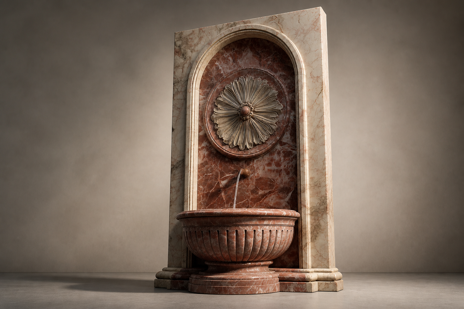 Rocio — rose marble wall fountain by 1-OPH