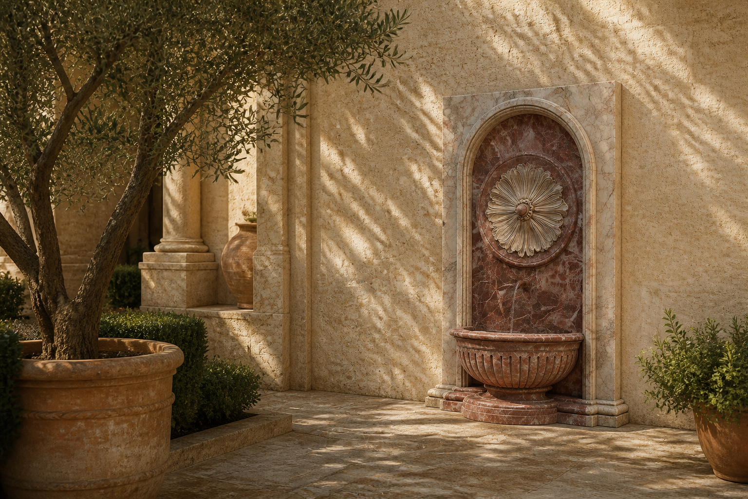 Rocio — rose marble wall fountain by 1-OPH