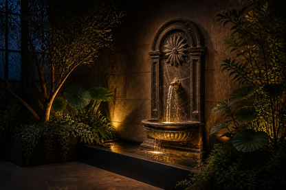 Velina — black marble wall fountain by 1-OPH