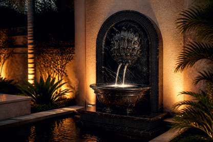 Nubara — black marble wall fountain by 1-OPH