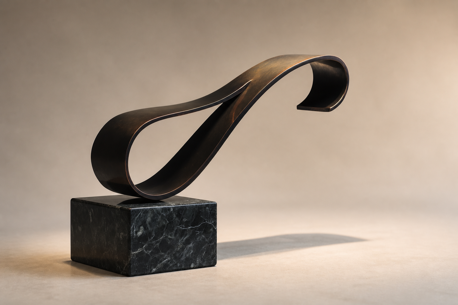 Ancha — Bronze on Nero Marquina marble sculpture by 1-OPH