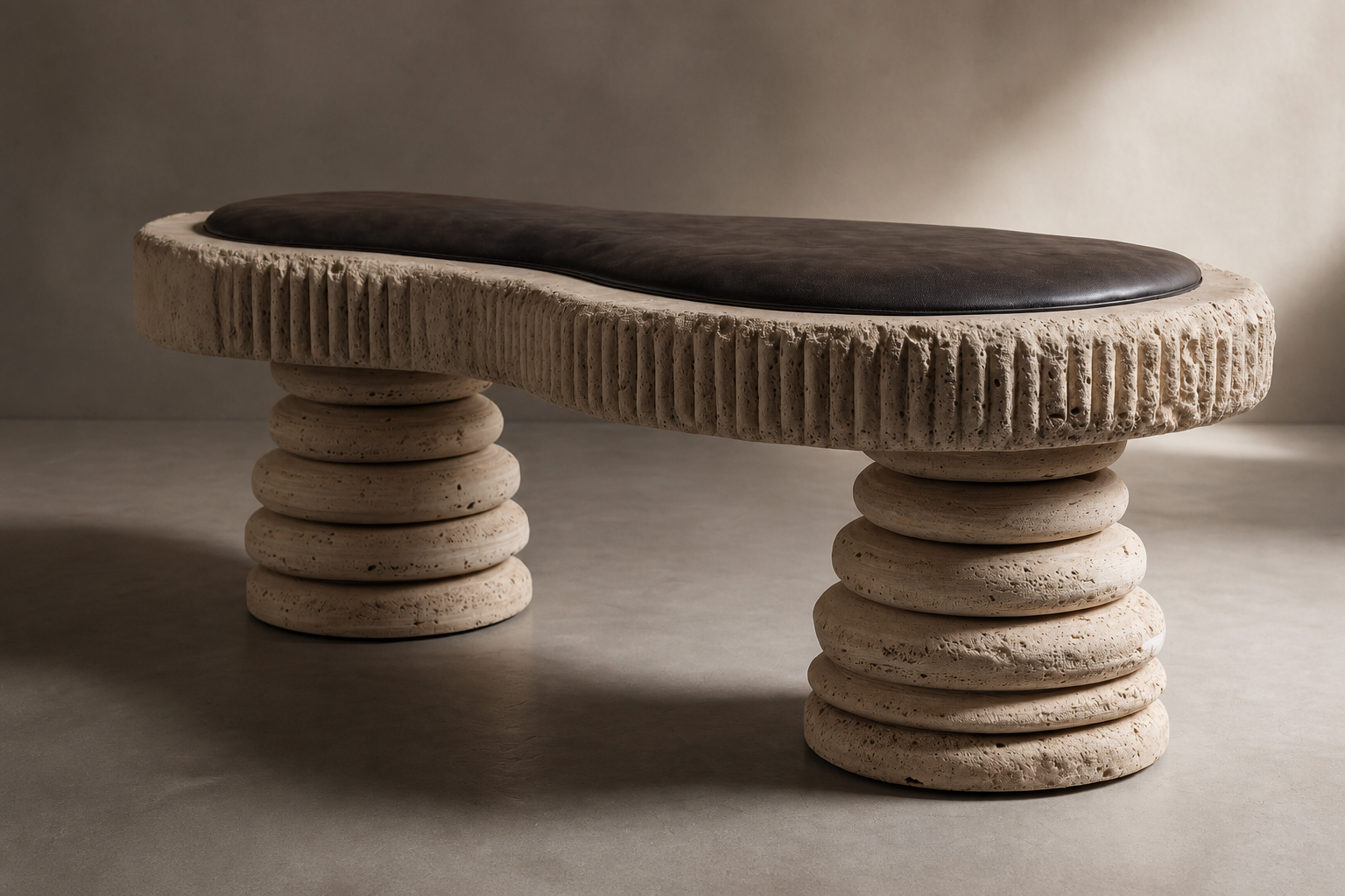 Sereda — travertine sculptural bench by 1-OPH