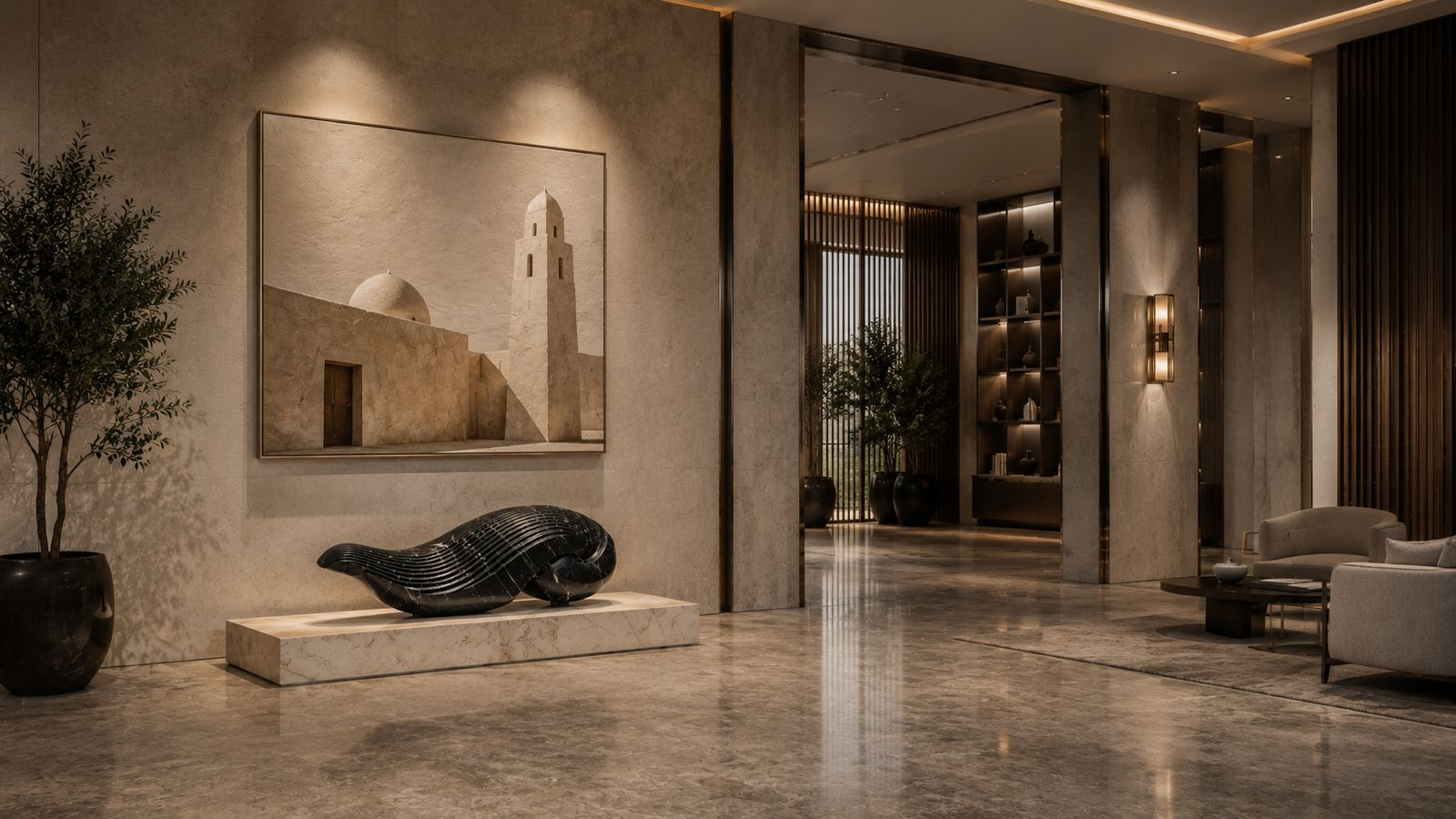 Situla — Nero Marquina marble on limestone sculpture by 1-OPH