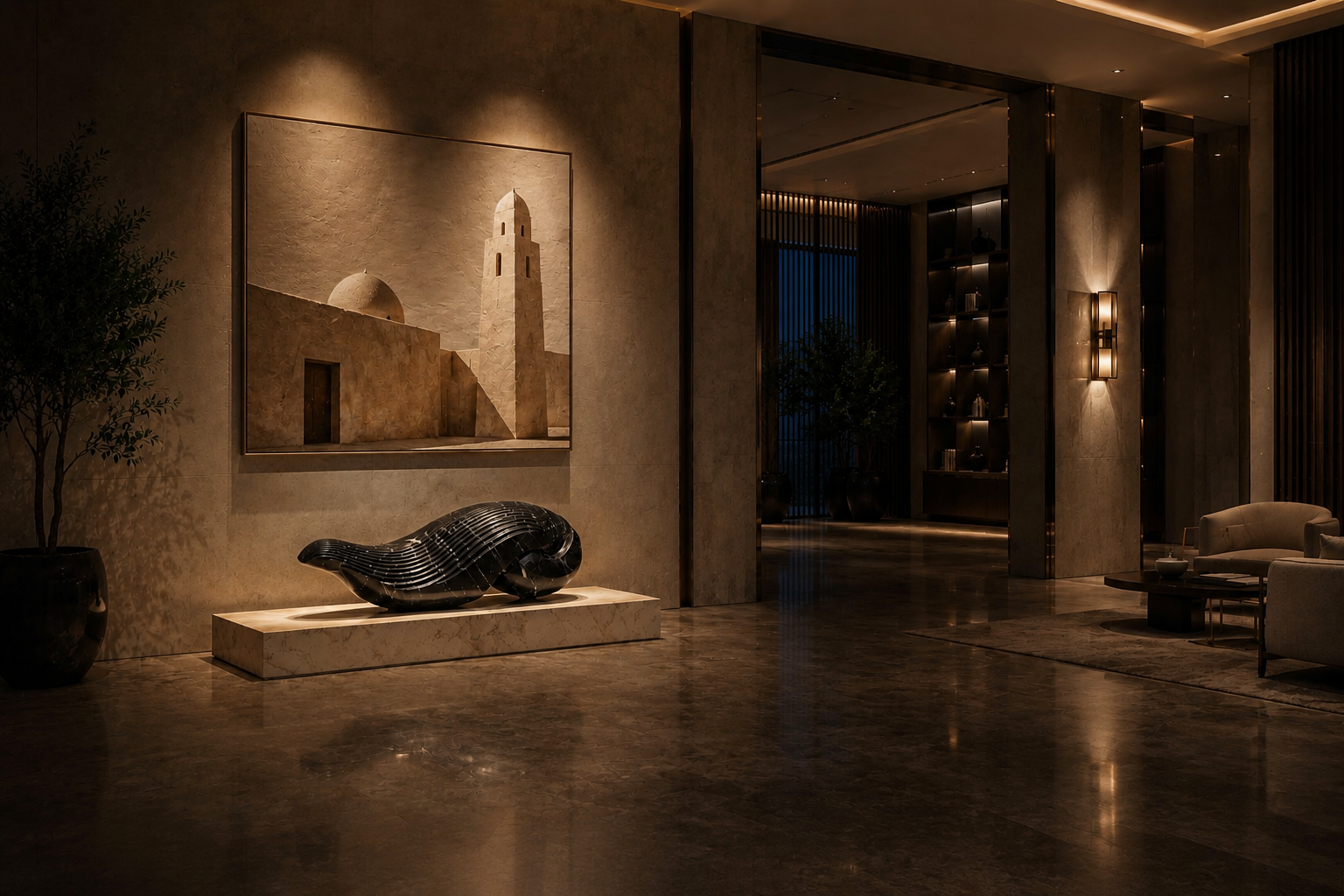 Situla — Nero Marquina marble on limestone sculpture by 1-OPH