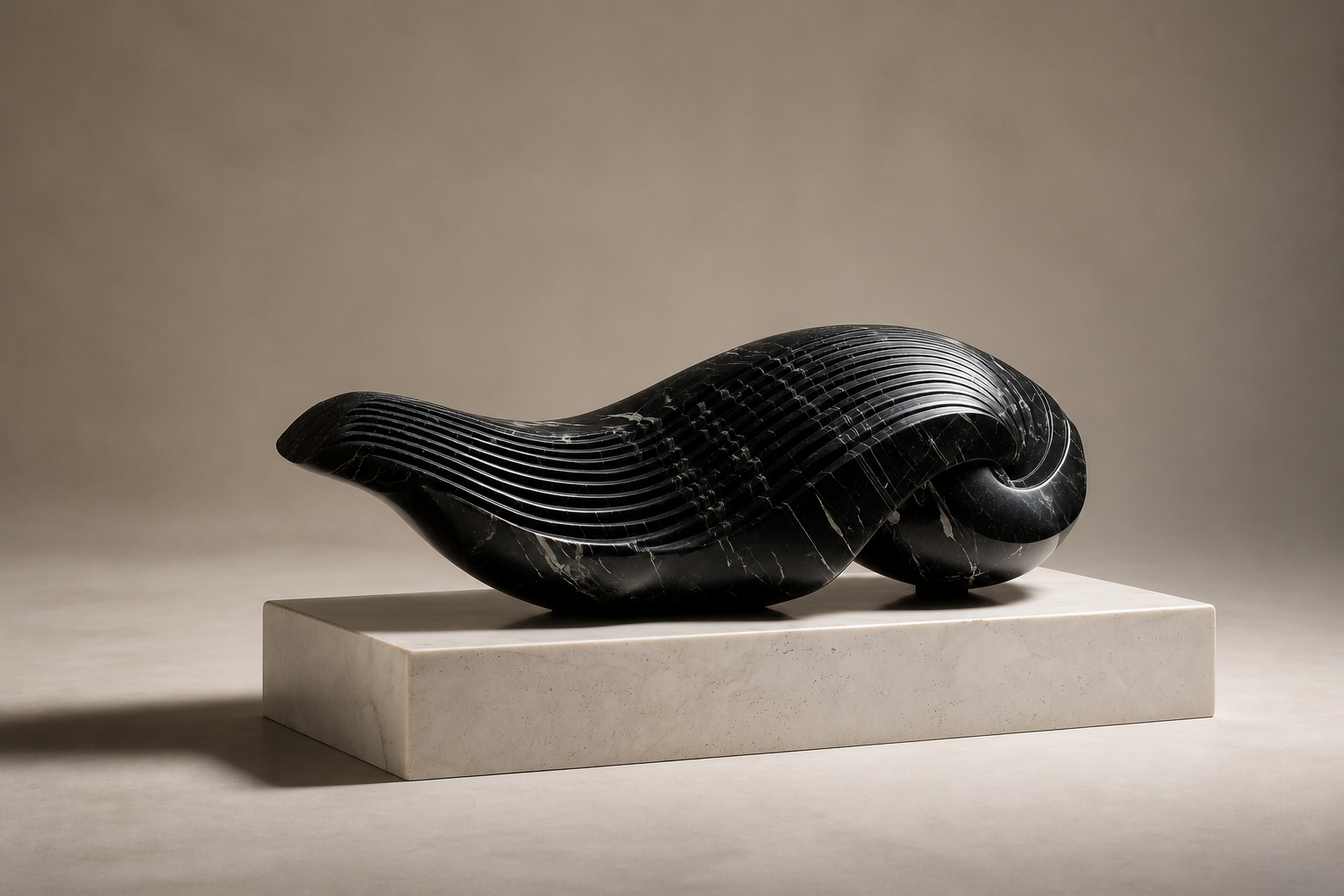 Situla — Nero Marquina marble on limestone sculpture by 1-OPH