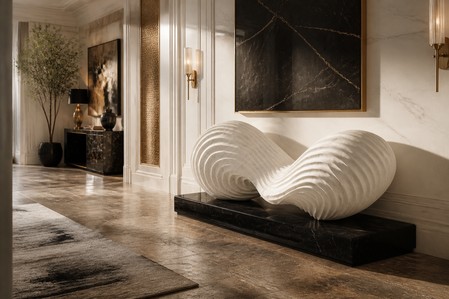 Requia — stone sculptural bench by 1-OPH