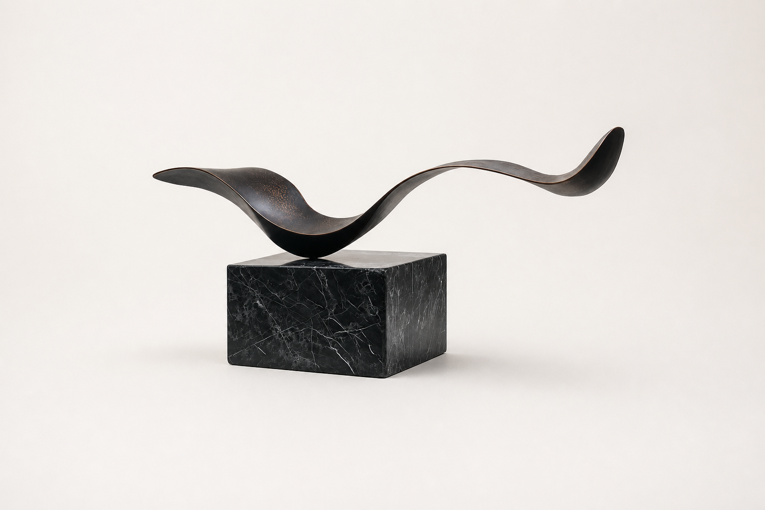 Merak — Bronze on Nero Marquina marble sculpture by 1-OPH