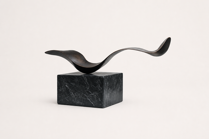Merak — Bronze on Nero Marquina marble sculpture by 1-OPH