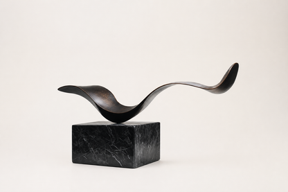 Merak — Bronze on Nero Marquina marble sculpture by 1-OPH