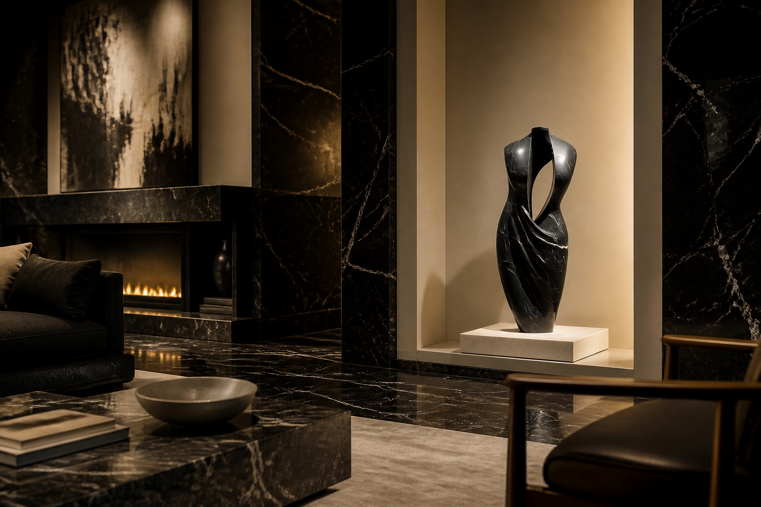 Sierra — black marble monolith by 1-OPH