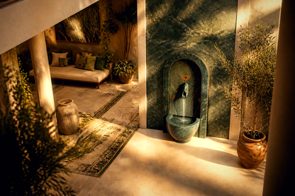 Vapora — green marble wall fountain by 1-OPH