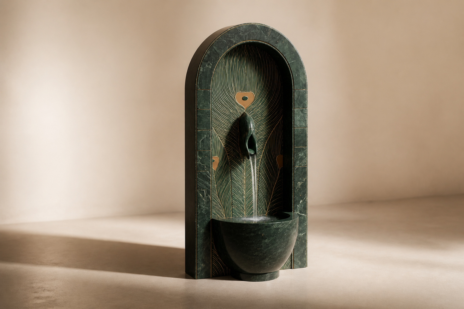 Vapora — green marble wall fountain by 1-OPH