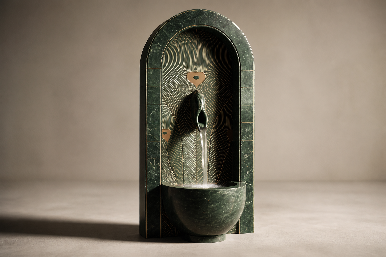 Vapora — green marble wall fountain by 1-OPH