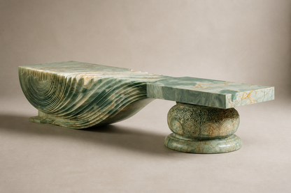 Morara — green marble sculptural bench by 1-OPH
